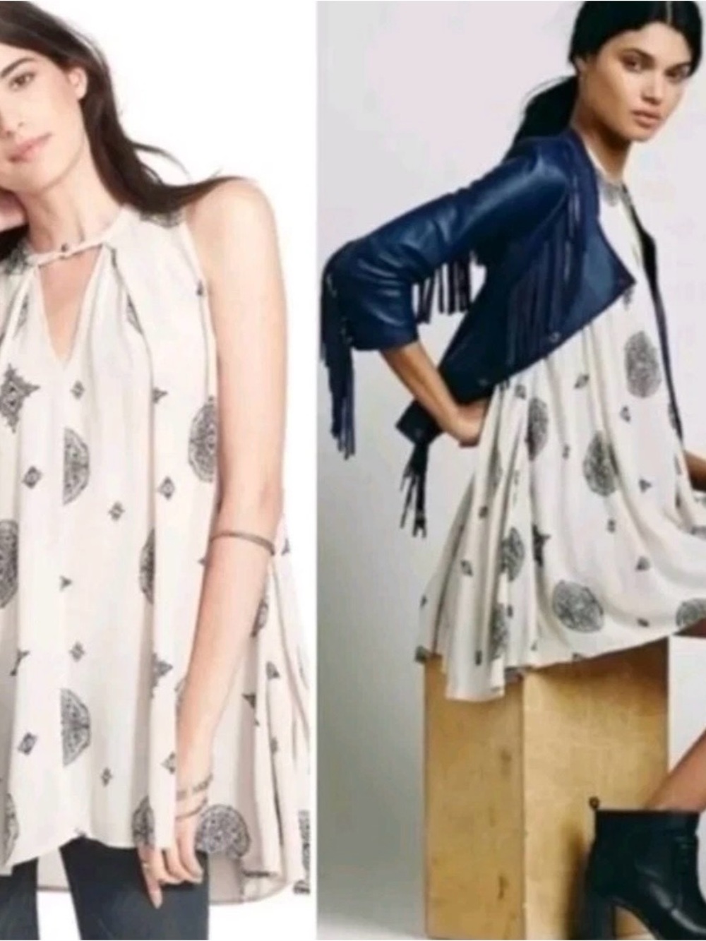 Free People Tree Swing Sheath Halter Dress Tunic Top Taupe Boho Beach Festival M